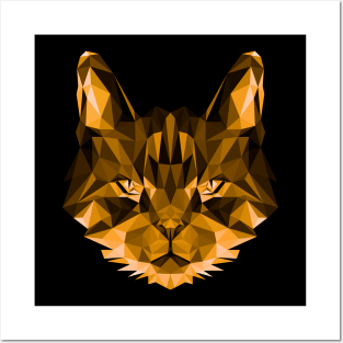 Cat head polygonal Posters and Art